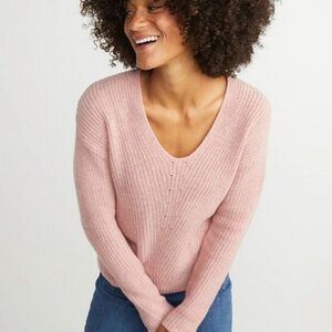 Marine Layer Elisa Ribbed Cashmere Blend Pullover in Ash Rose Size Small